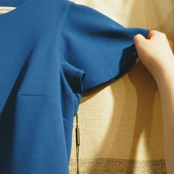 NWT Calvin Klein Royal Blue Flutter Sleeves Dress - Picture 6 of 8